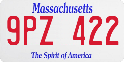 MA license plate 9PZ422