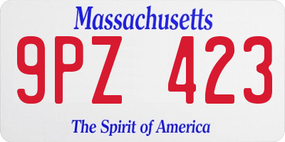 MA license plate 9PZ423