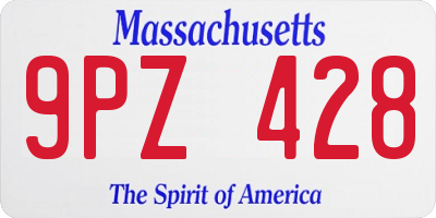MA license plate 9PZ428