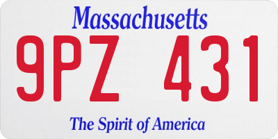 MA license plate 9PZ431