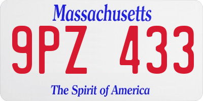 MA license plate 9PZ433