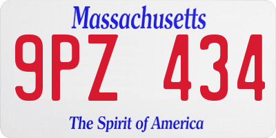 MA license plate 9PZ434
