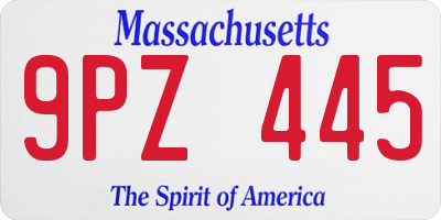MA license plate 9PZ445