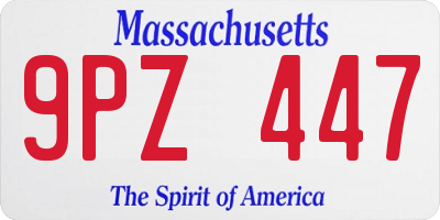 MA license plate 9PZ447