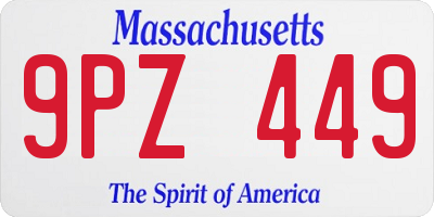 MA license plate 9PZ449