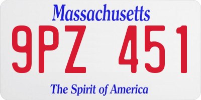 MA license plate 9PZ451