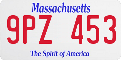 MA license plate 9PZ453
