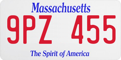 MA license plate 9PZ455