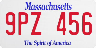 MA license plate 9PZ456