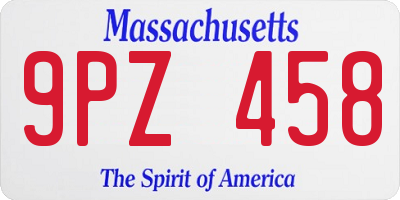 MA license plate 9PZ458