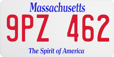 MA license plate 9PZ462