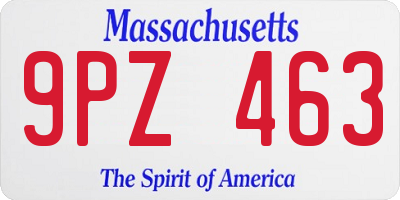 MA license plate 9PZ463