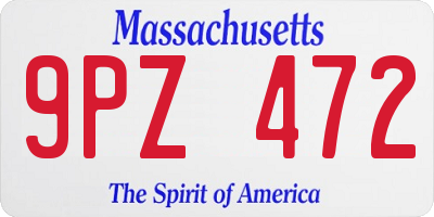 MA license plate 9PZ472