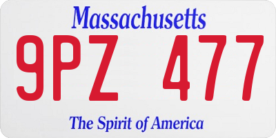 MA license plate 9PZ477