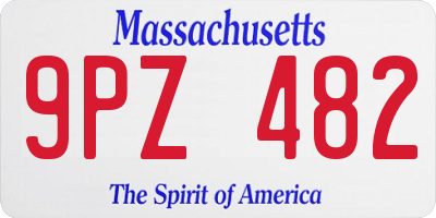 MA license plate 9PZ482