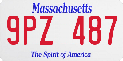 MA license plate 9PZ487