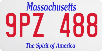 MA license plate 9PZ488