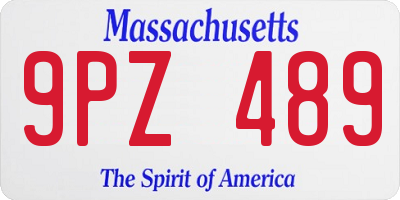 MA license plate 9PZ489