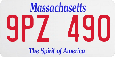 MA license plate 9PZ490
