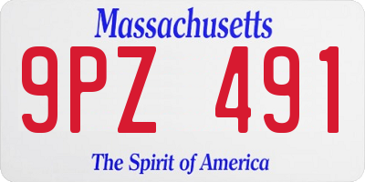 MA license plate 9PZ491