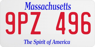 MA license plate 9PZ496