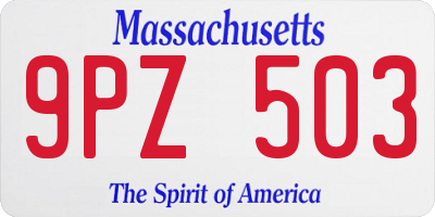 MA license plate 9PZ503