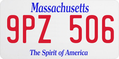 MA license plate 9PZ506