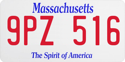 MA license plate 9PZ516