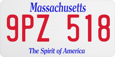 MA license plate 9PZ518