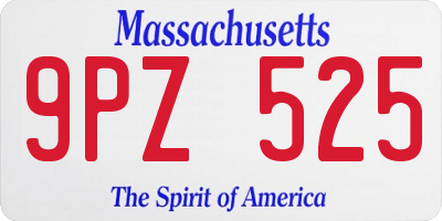 MA license plate 9PZ525