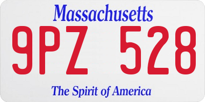 MA license plate 9PZ528