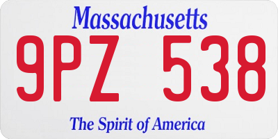 MA license plate 9PZ538
