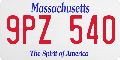 MA license plate 9PZ540