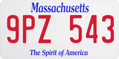 MA license plate 9PZ543