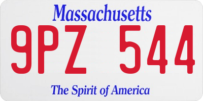 MA license plate 9PZ544