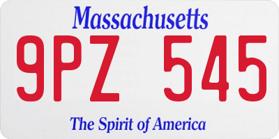 MA license plate 9PZ545