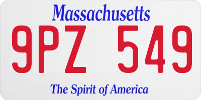 MA license plate 9PZ549