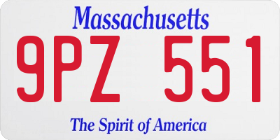 MA license plate 9PZ551