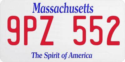 MA license plate 9PZ552