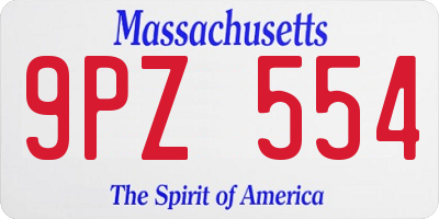 MA license plate 9PZ554
