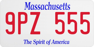 MA license plate 9PZ555