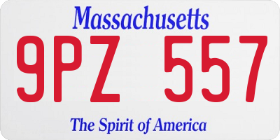 MA license plate 9PZ557