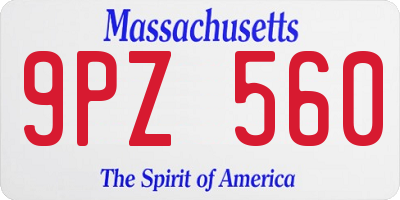 MA license plate 9PZ560