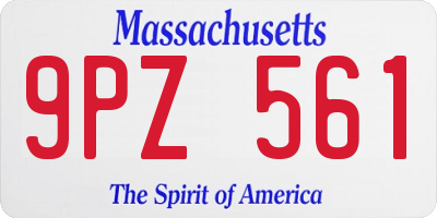 MA license plate 9PZ561
