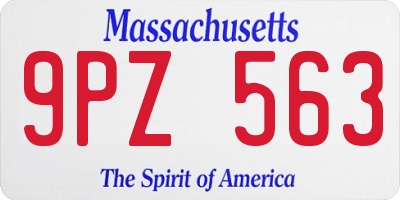 MA license plate 9PZ563