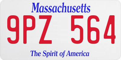 MA license plate 9PZ564