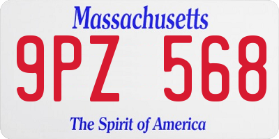 MA license plate 9PZ568
