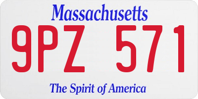 MA license plate 9PZ571