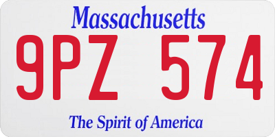 MA license plate 9PZ574