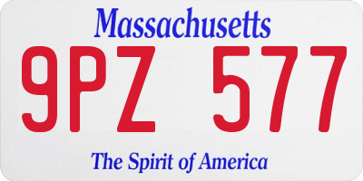 MA license plate 9PZ577